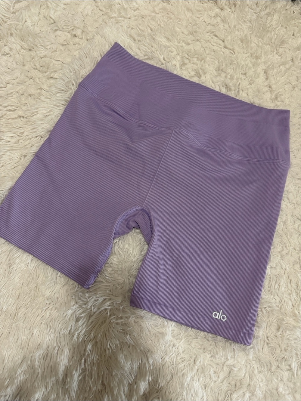 alo yoga | Ribbed Knit Lavender Purple Biker Shorts